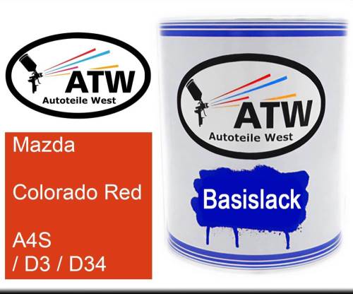 Mazda, Colorado Red, A4S / D3 / D34: 1L Lackdose, von ATW Autoteile West.